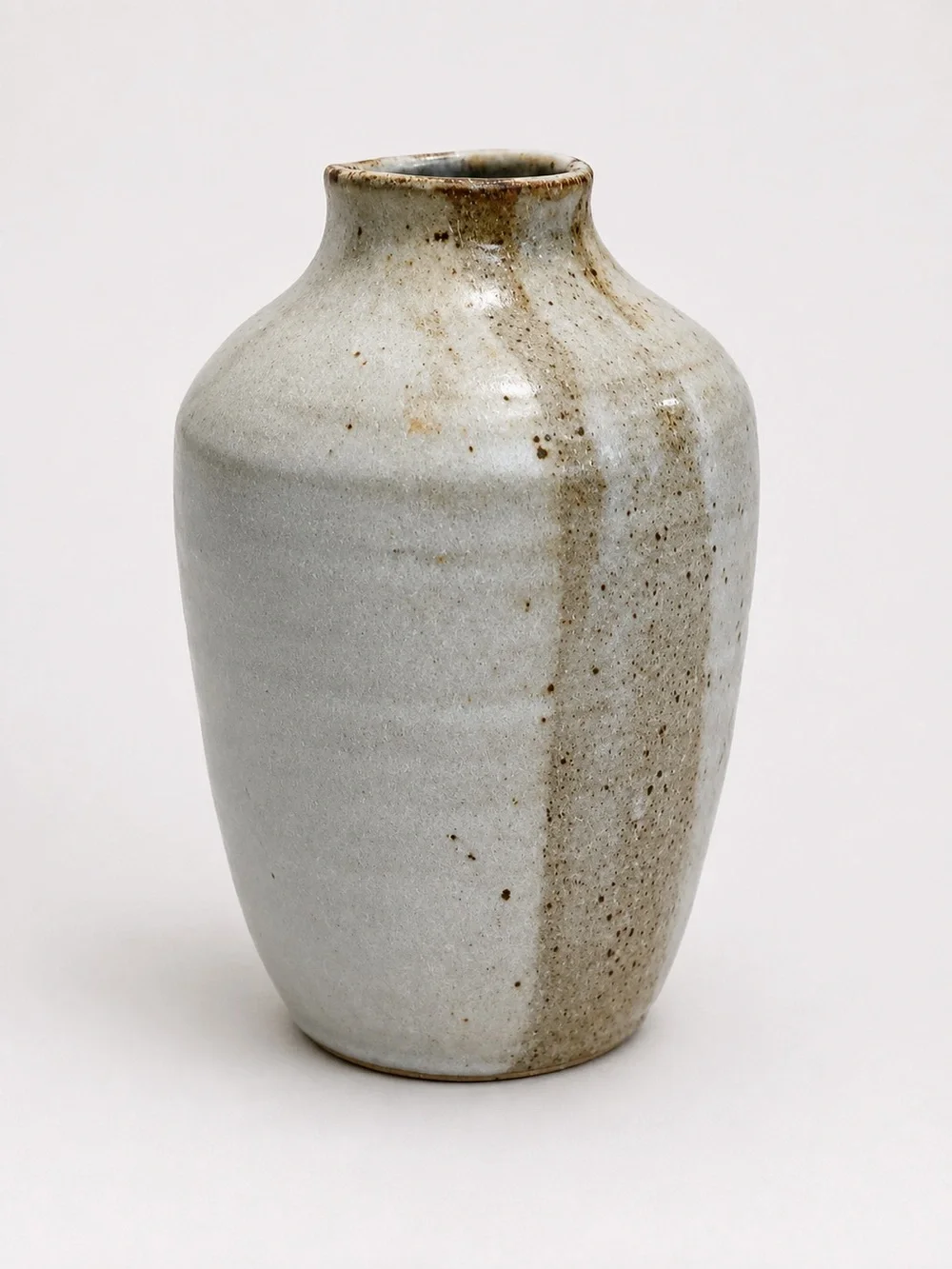 Studio Pottery Vase Blue Gray Speckled Glaze Rustic Artisan Stoneware